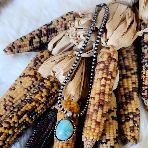 Besutuful NWT Native American Navajo Turquoise Pendant & Pearl Necklace 🩵🩶♥️🎁 - Picture 1 of 16